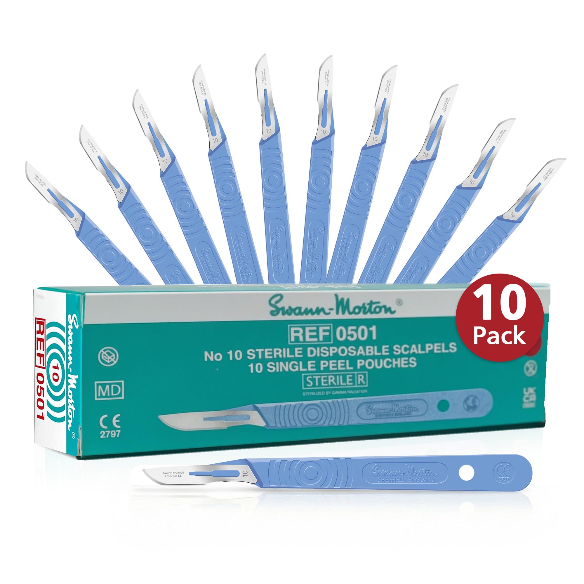 Swann Morton #10 Disposable Scalpel with Blade - Box of 10